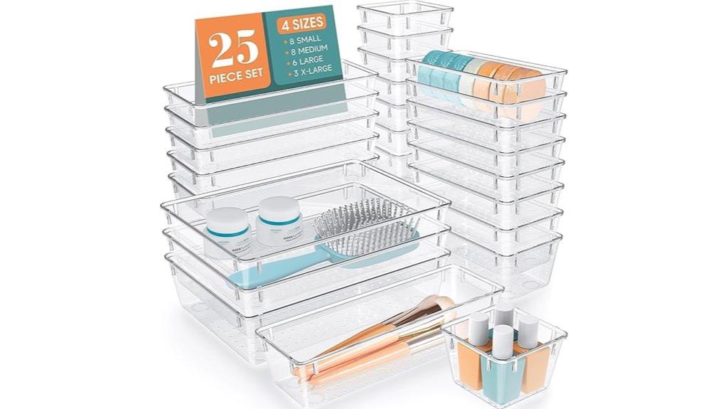 25 piece plastic drawer organizer