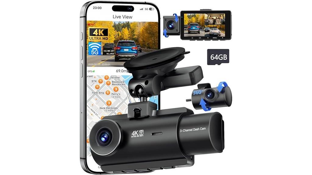 4k 5g wifi dash cam