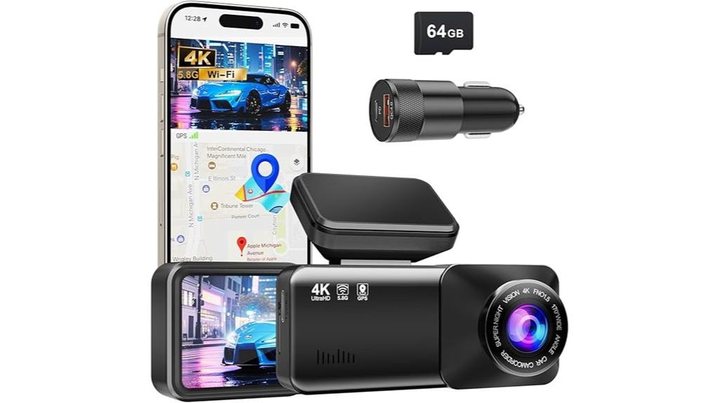 4k gps wifi dash cam