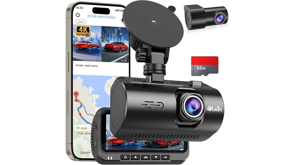 4k wifi gps dash cam