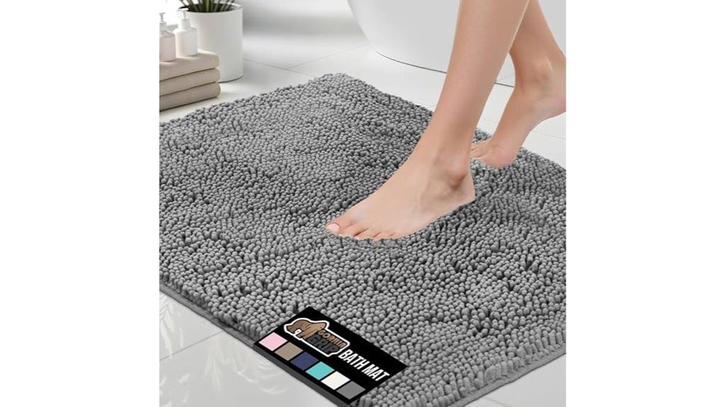 absorbent grey chenille rug