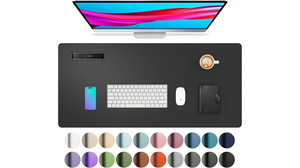 black leather desk protector