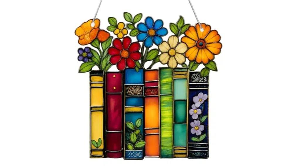 book themed stained glass ornament