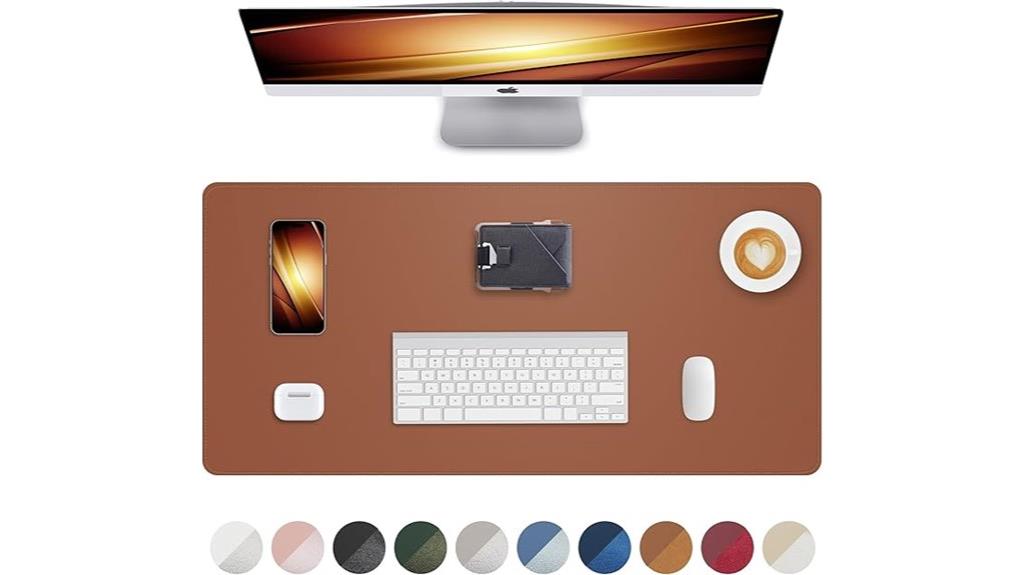 brown leather desk mat