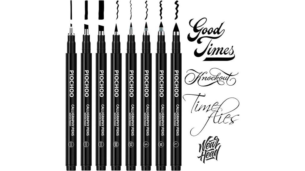 eight pen sizes