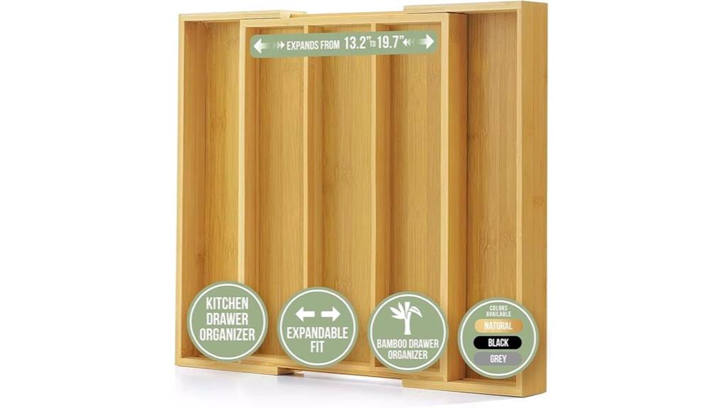 expandable bamboo utensil tray