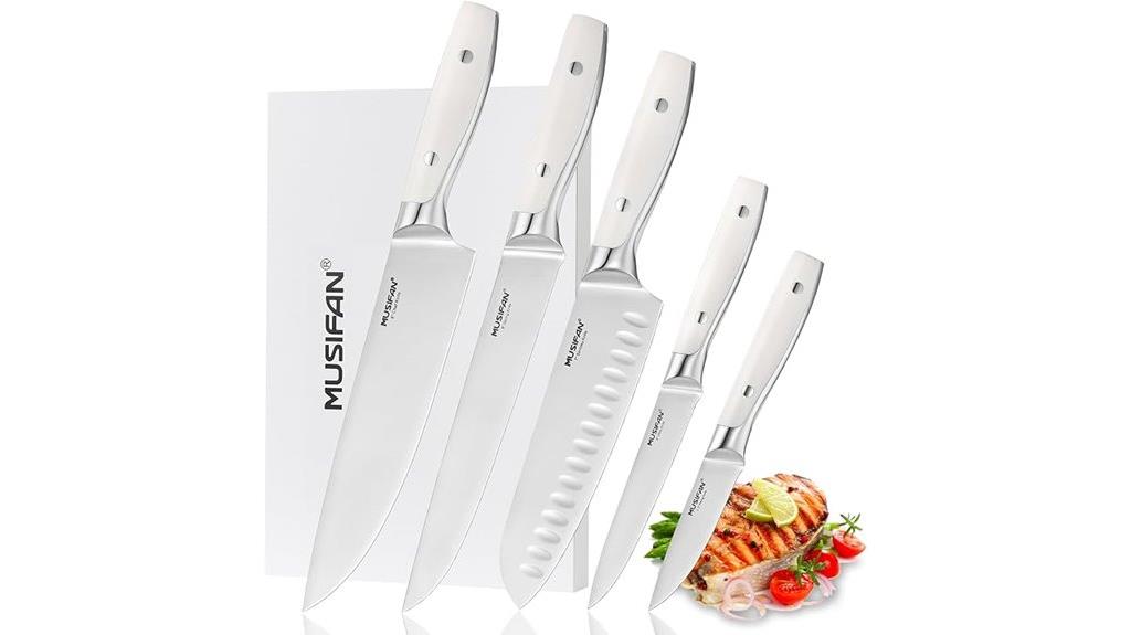 five piece ergonomic chef knives