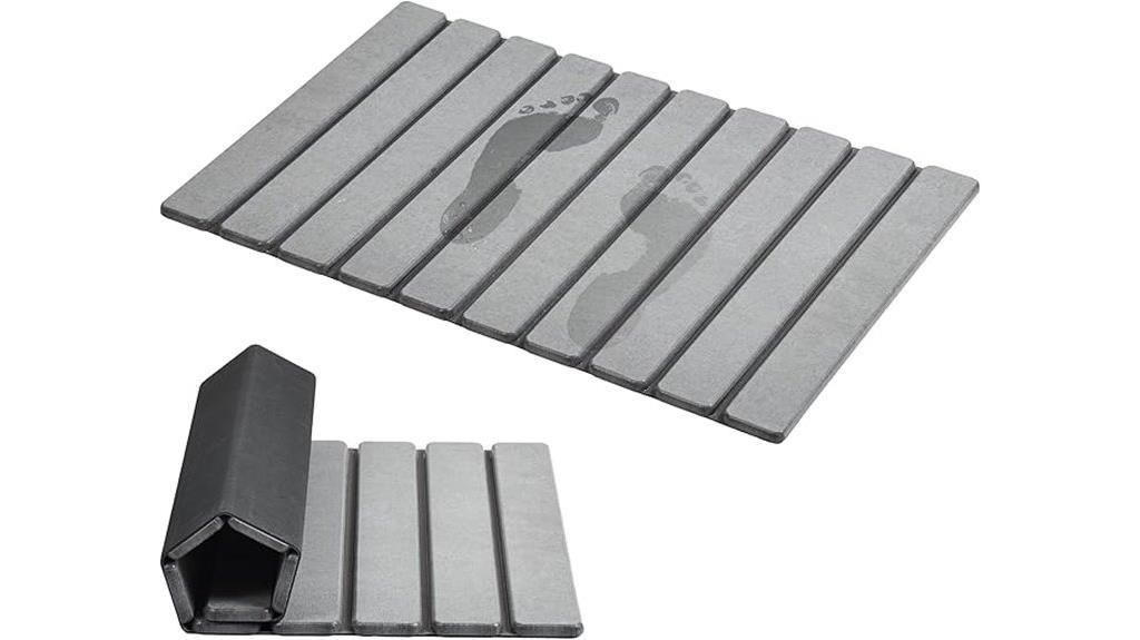 foldable grey diatomaceous bath mat