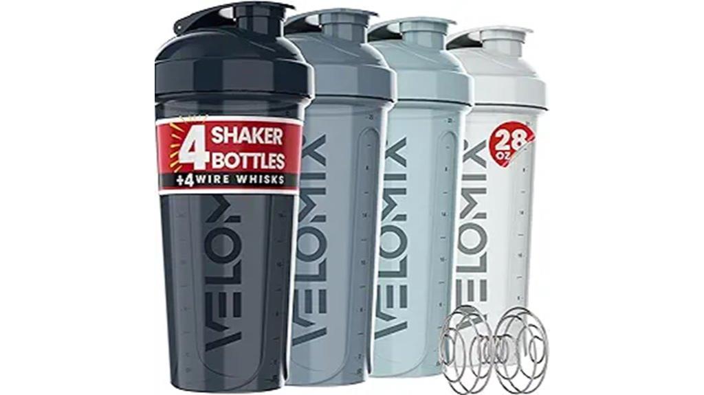 four pack protein shaker bottles