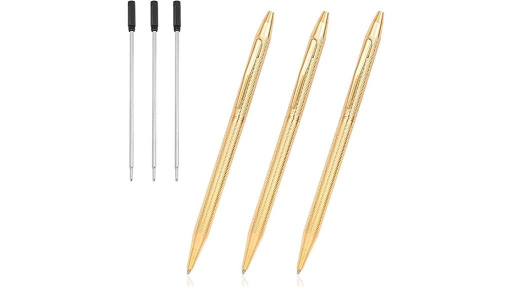 gold colored pen set