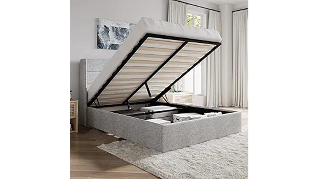 grey queen storage bed