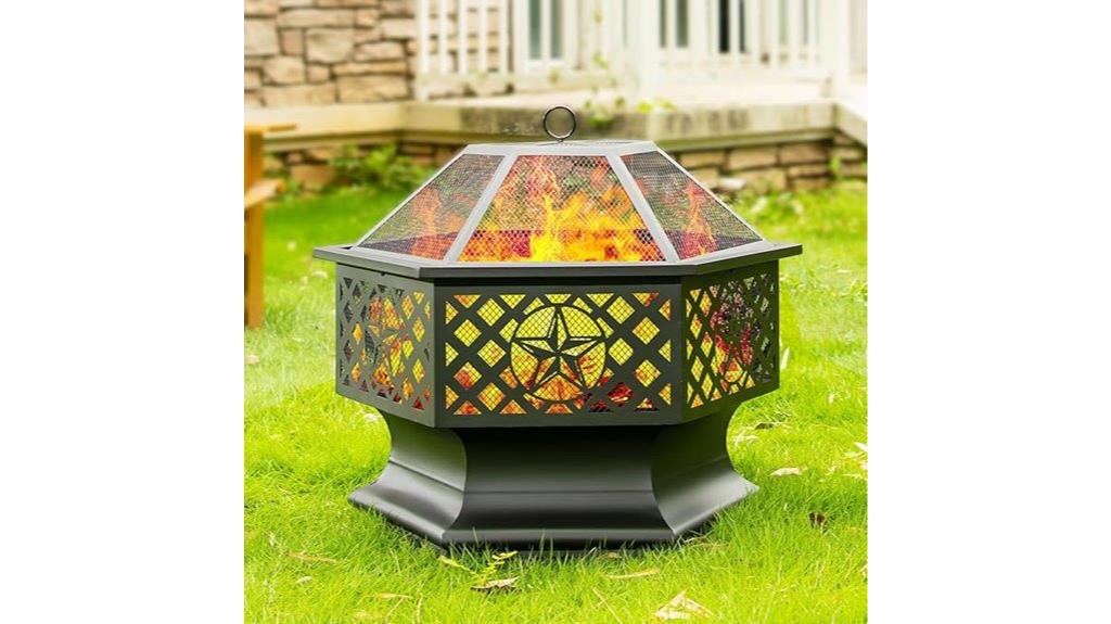 hex shaped fire pit set