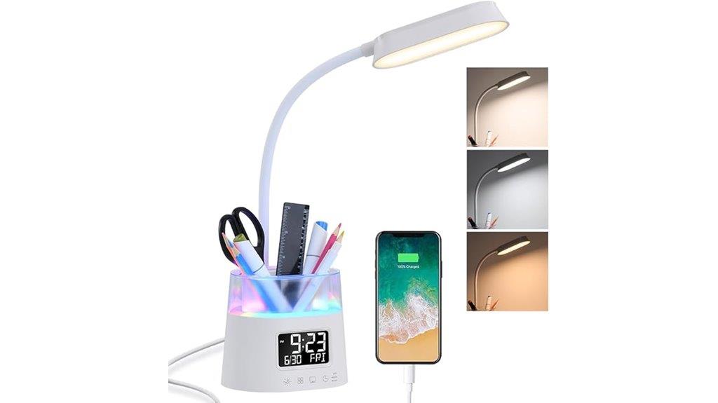 led desk lamp with pen holder