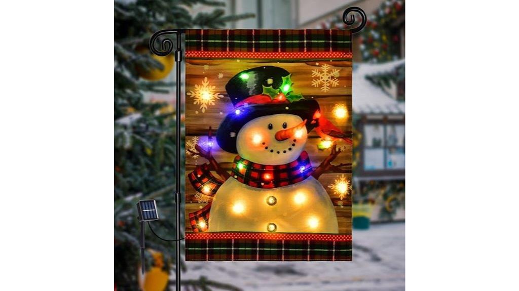 led snowman garden flag