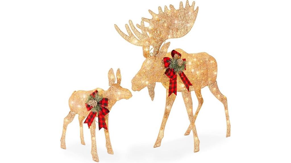lighted moose family decor