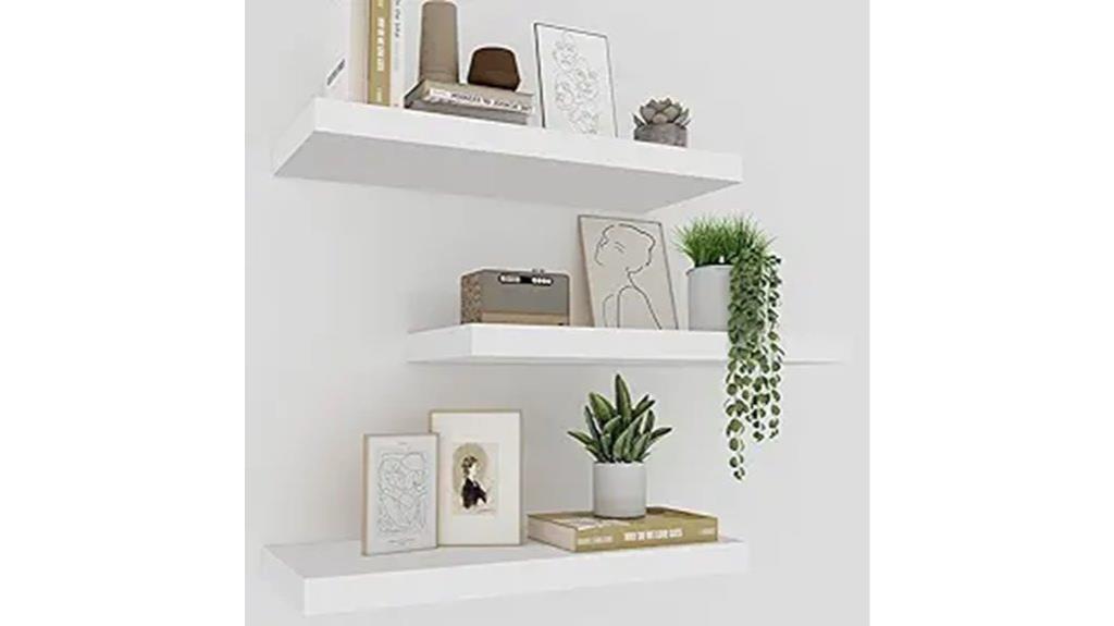 set of 3 white shelves