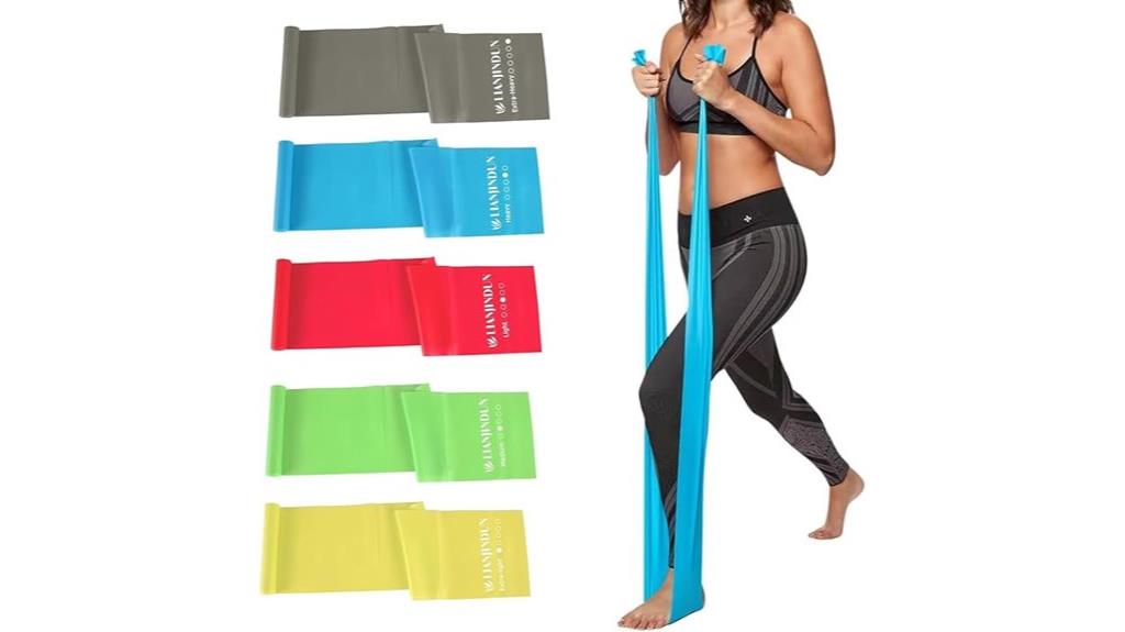 set of five resistance bands