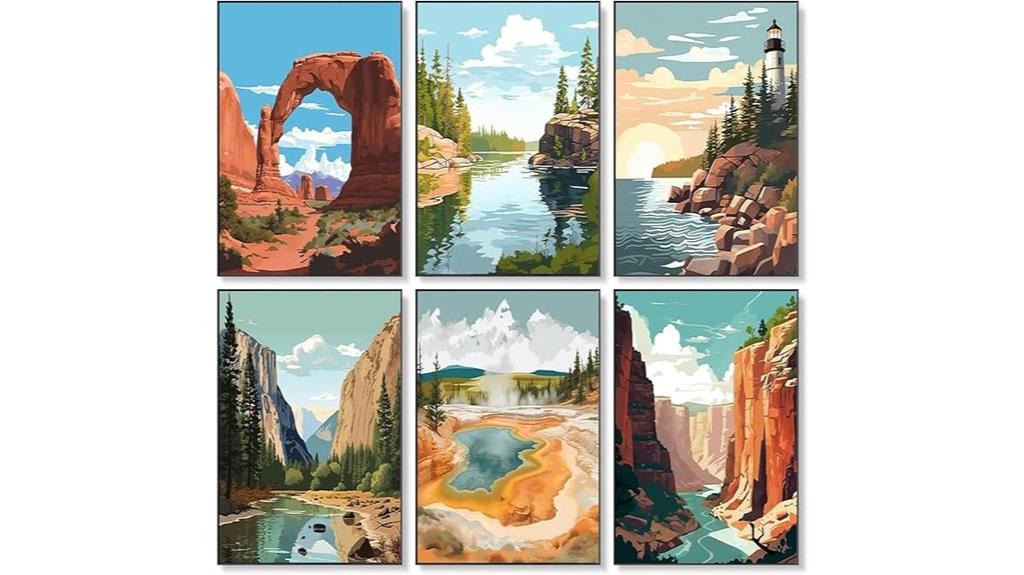 six paint by numbers sets