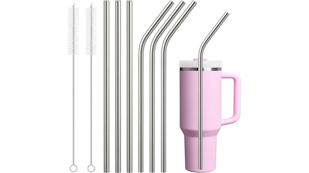 six stainless steel straws