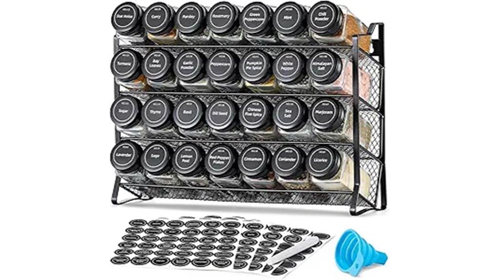 spice rack with labels