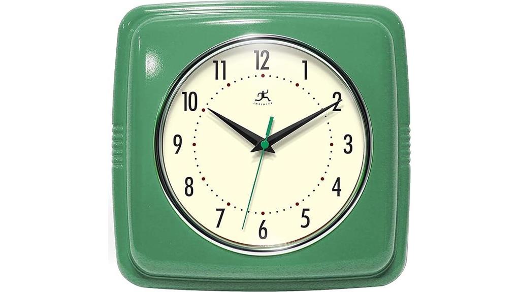 square silent retro wall clock