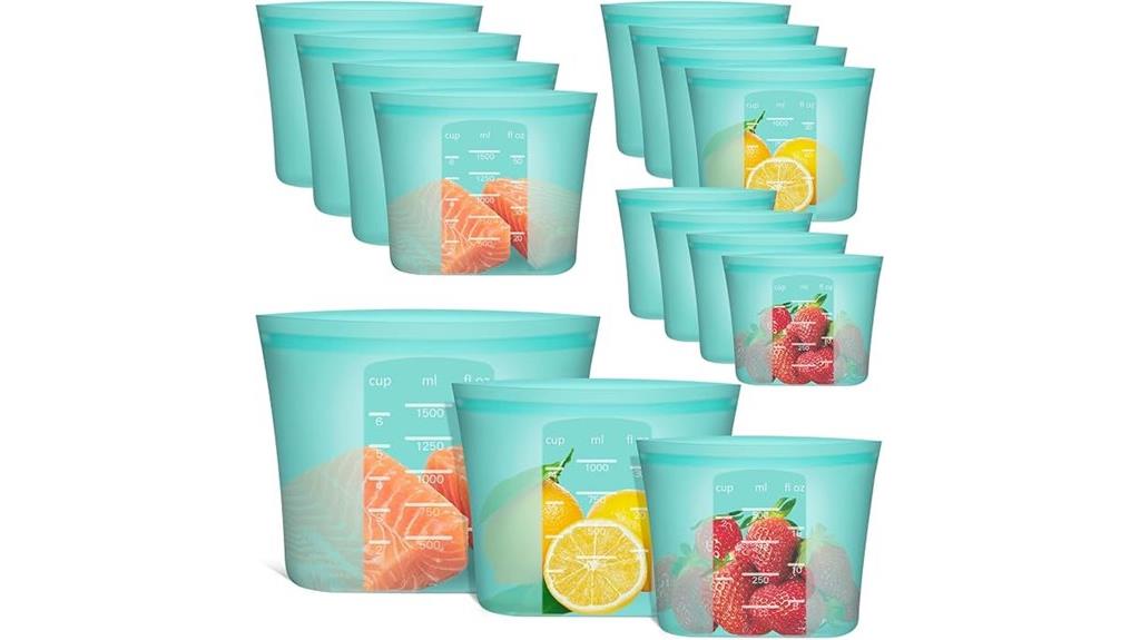 twelve silicone food storage