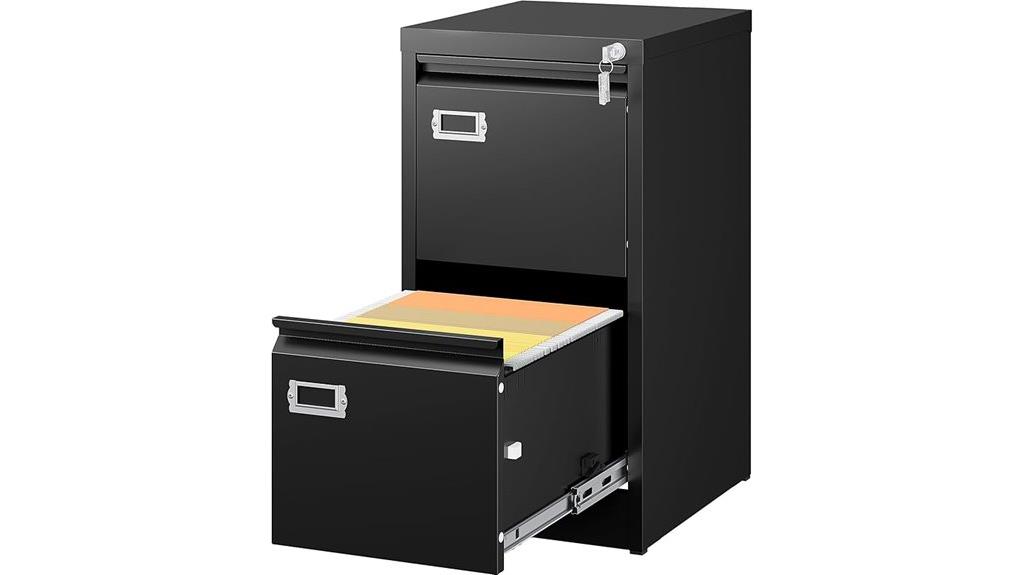 two drawer locking cabinet