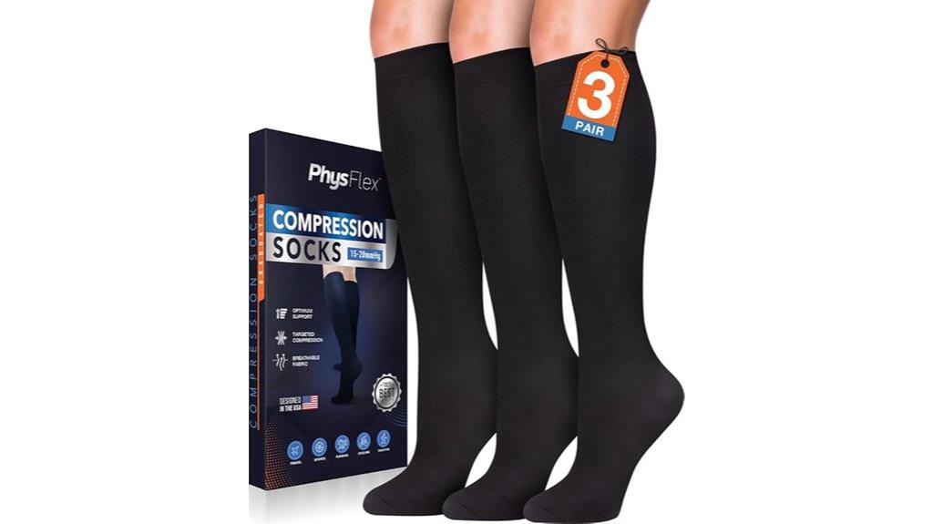 unisex three pair compression socks