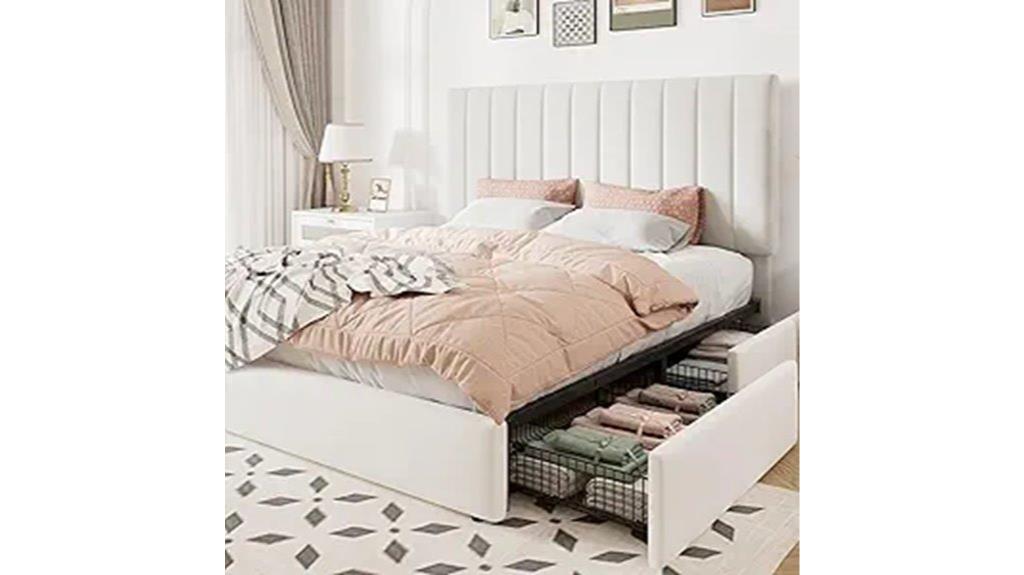 upholstered queen storage bed