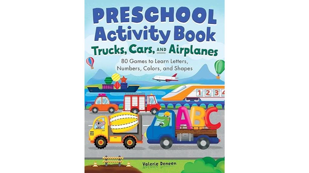 vehicle themed preschool activity book