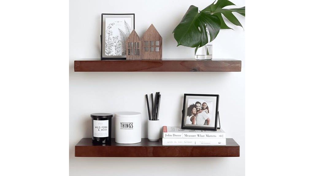 walnut floating shelves set