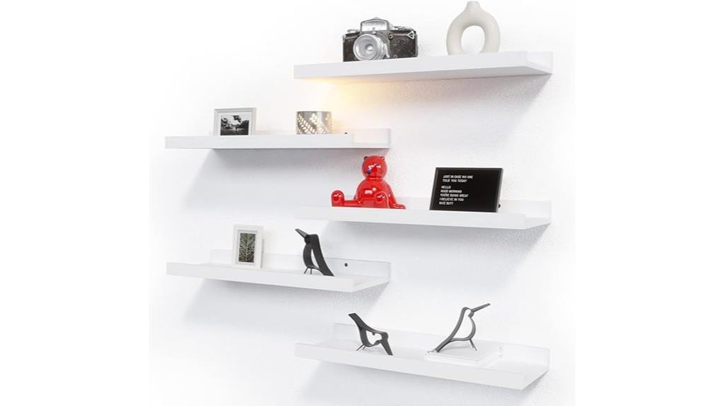 white floating shelf set