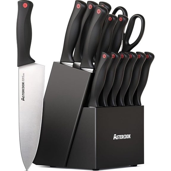 Astercook 15-Piece Chef Knife Set with Sharpener