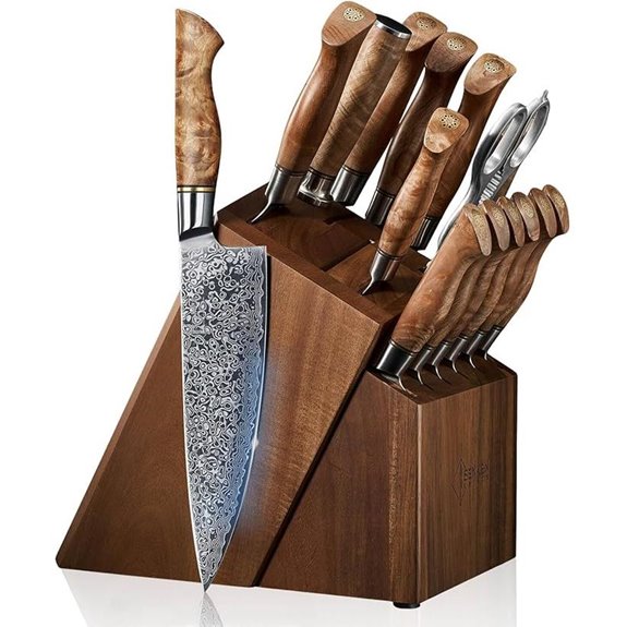 SENKEN Damascus 16-Piece Knife Block Set with Accessories
