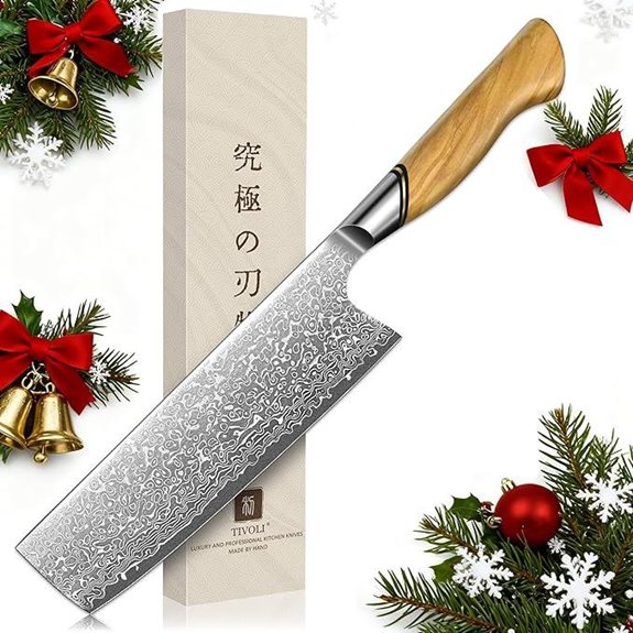 TIVOLI Damascus Nakiri Knife 6.5 Inch Kitchen Knife