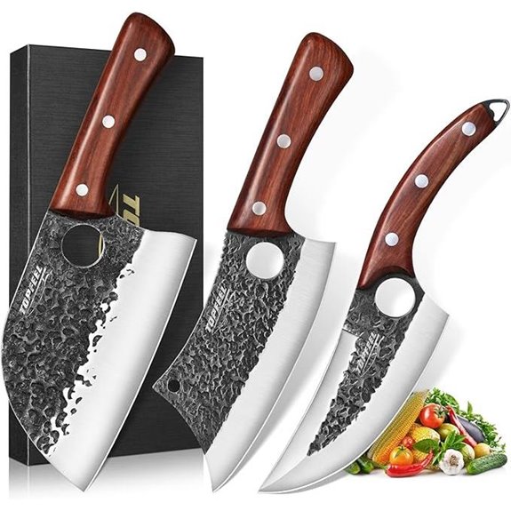 3PCS Butcher Knife Set for Meat Cutting & BBQ