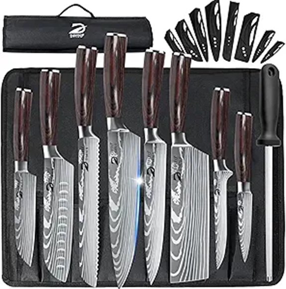 Dfito Chef Knife Set with Roll Bag 9-Piece