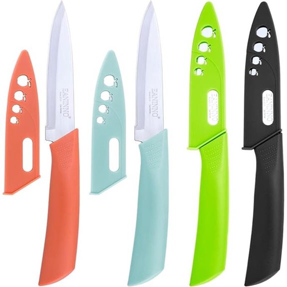 Paring Knife Set with Cover Stainless Steel Ergonomic Handle