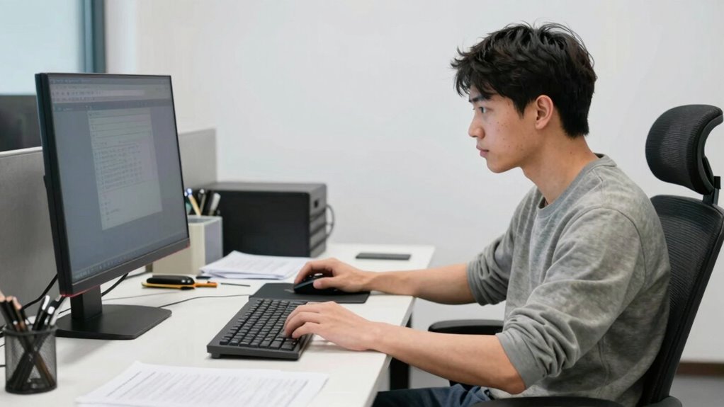 ergonomic organized desk setup